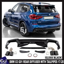F�R BMW X3 G01 MP STYLE X3M HECKDIFFUSOR MIT ENDROHR GLANZ SCHWARZ 17-20