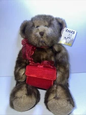 GUND Zales Holiday Brown Teddy Bear 16" Plush With Red Velvet Gift Box- No Sound
