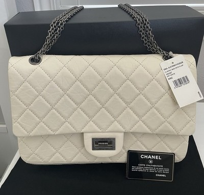 Chanel 2.55 Reissue Leather Classic 227 Flap Bag Off White Color