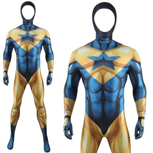 Booster Gold Jumpsuit Cosplay Superhero Bodysuit Costume Adult Kids Halloween - Picture 3 of 17