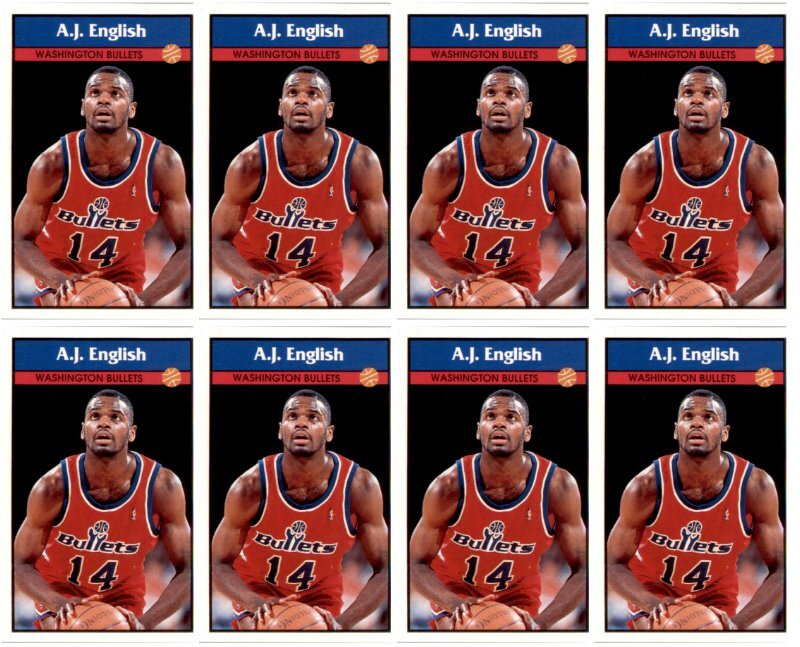 (8) 1992 Panini Stickers #191 A.J. English Washington Bullets Card Lot