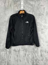 THE NORTH FACE black logo zipper pockets zip up fleece jacket sz Small