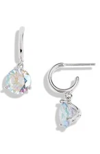 NWT Kate Spade Brilliant Tri-prong Round Drop Earrings $48 AB Zirconia CZ Silver