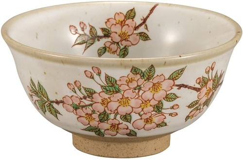 Tazón de arroz flores de cerezo KUTANI YAKI WARE japonés Chawan Sakura Bloom Japón - Imagen 1 de 4