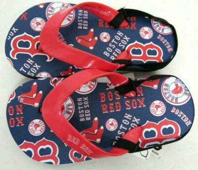 MLB Boston Red Sox Youth Sandals Flip Flops with Strap Large 9-10