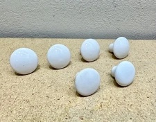 Lot of 6 Vintage White Ceramic Porcelain  Drawer Knobs Pulls 2 small , 4 LARGE