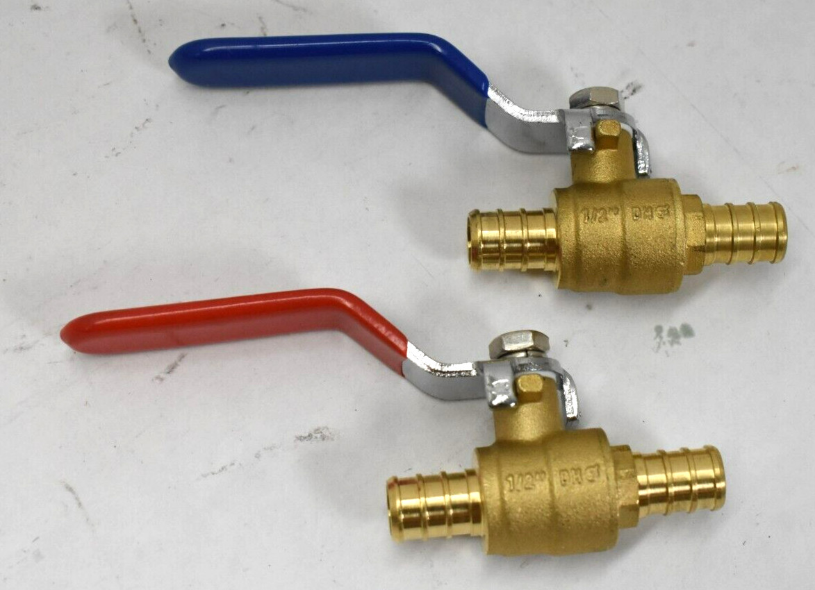 UPC NSF61-9 DHC 1/2" PEX Ball Valve Hot & Cold Lead Free Copper Valves Lot of 2