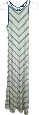 Ann Taylor Womens Sleeveless Maxi Dress Size XS White Blue Striped Jersey Casual
