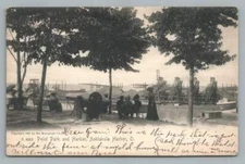 Point Park & Harbor ASHTABULA Ohio Antique Rotograph Cannon Postcard 1905