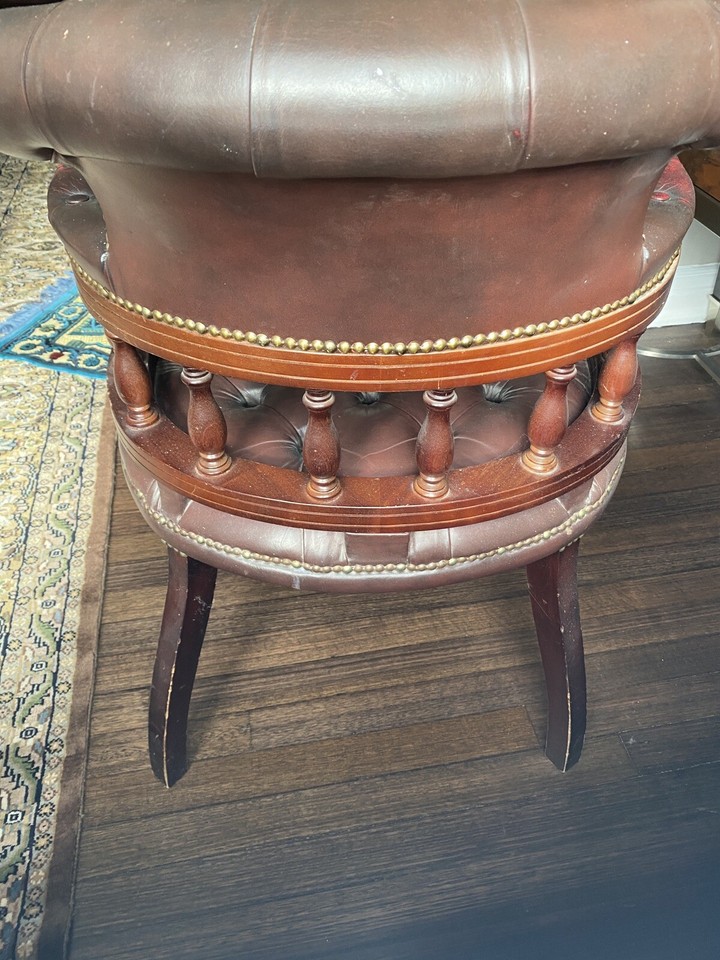 Red Chesterfield Captains Chair eBay