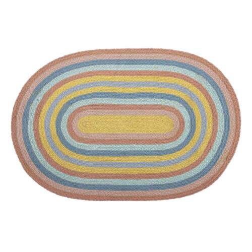 Bloomingville kolorowy dywan dla dzieci, owalny z juty, 75 x 50 cm - Zdjęcie 1 z 1
