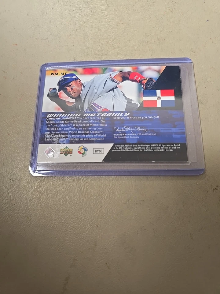 2006 MIGUEL TEJADA SPX WINNING MATERIALS GAME USED CARD. WBC DOMINICAN REPUBLIC. - Image 2 of 2