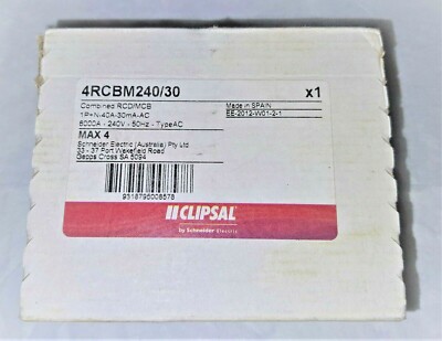 CLIPSAL 4RCBM240/30 Residual current breaker MAX4 2P 40AMP 6000A 240V 30 mA