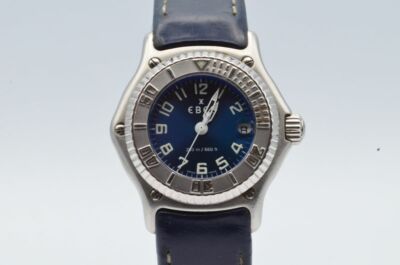 EBEL 1911 DISCOVERY DAMEN UHR STAHL 9087321 QUARTZ MIT LEDER ARMBAND TOP 