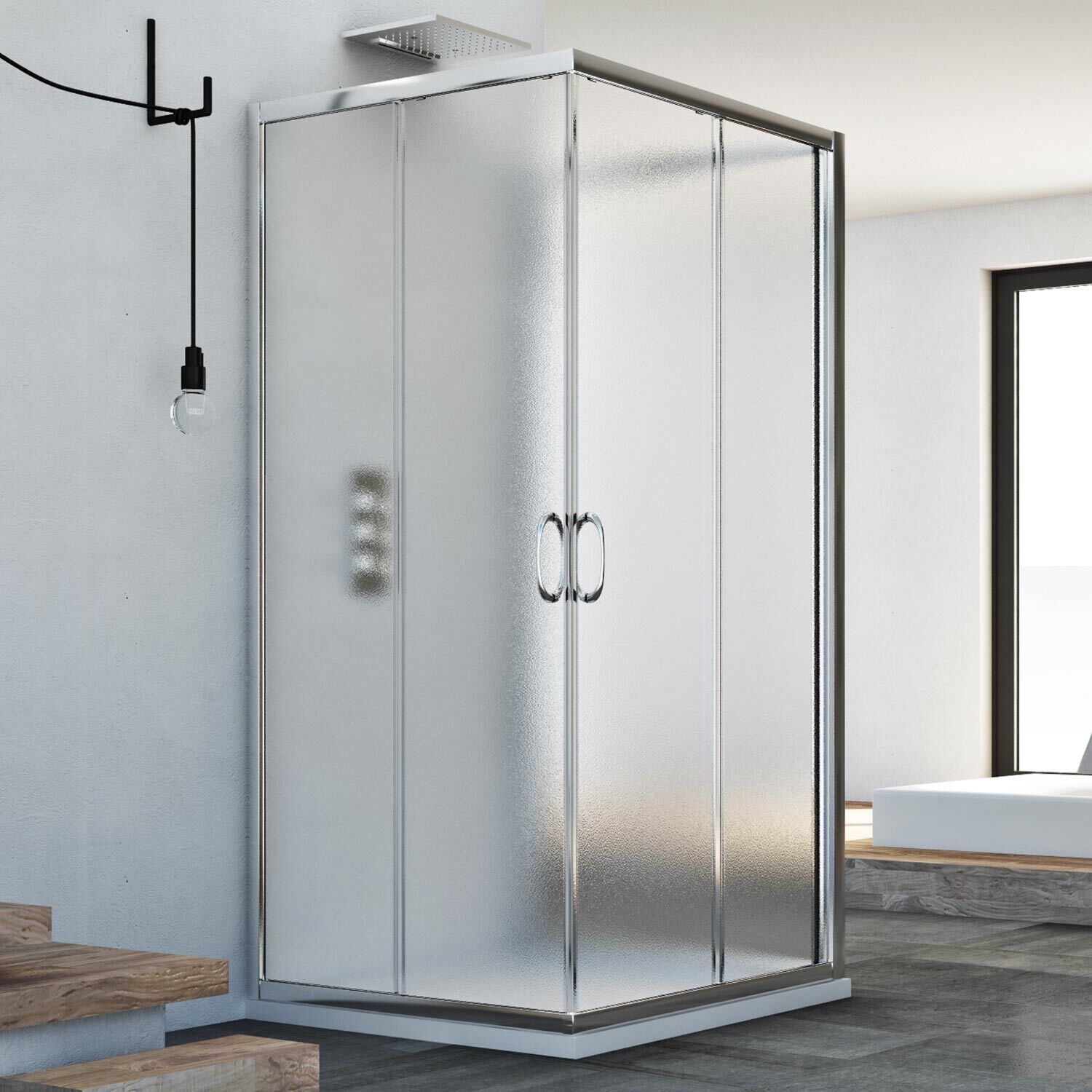 BOX CABINA DOCCIA 70X120X70 CM 3 TRE LATI VETRO 6MM STAMPATO C SCORREVOLE