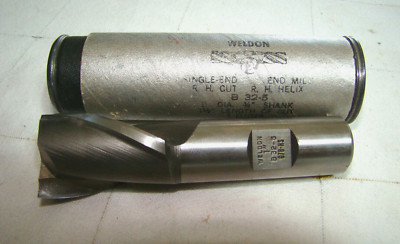 Weldon B 32-5 Single End Mill RH Cut RH Helix 1'' Dia, 3/4 Shank, 2 Flutes NOB