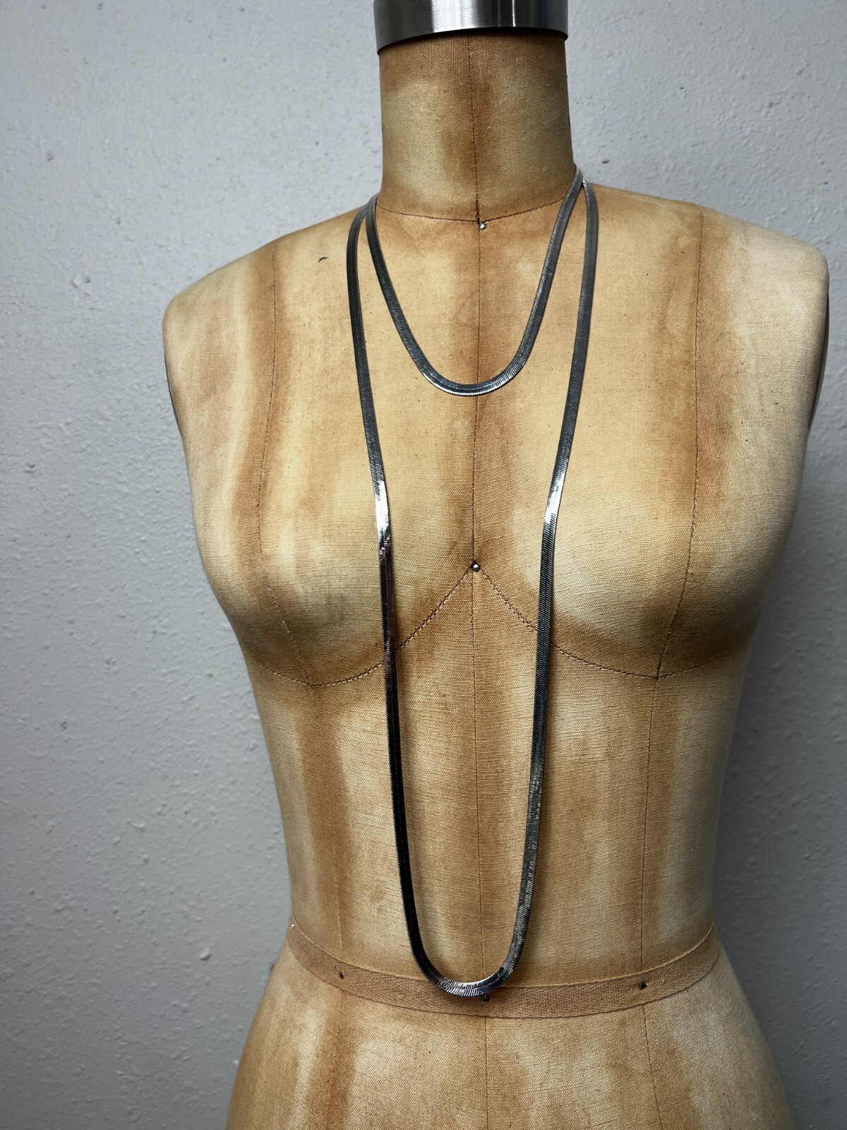 BCBGeneration Silver Two Strand Snake Chain Adjus… - image 1