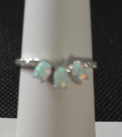 Sterling Silver 925 Stackable Ring w/Triple White… - image 6