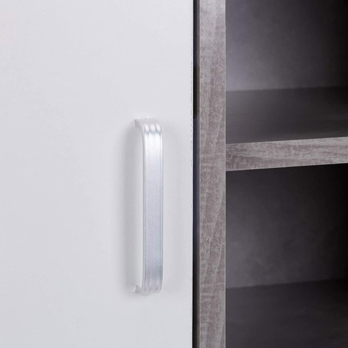 ✅ Mobiletto Armadietto Sottolavabo Bianco Grigio Legno 3 Ripiani Multiuso Bagno - Foto 4 di 4