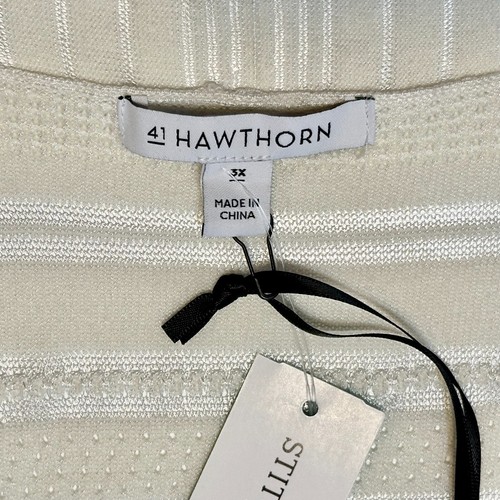 41 Hawthorn Women Etelan Pointelle Stitch Open Front Cardigan Ivory Size 3X NWT - 第 3/6 張圖片