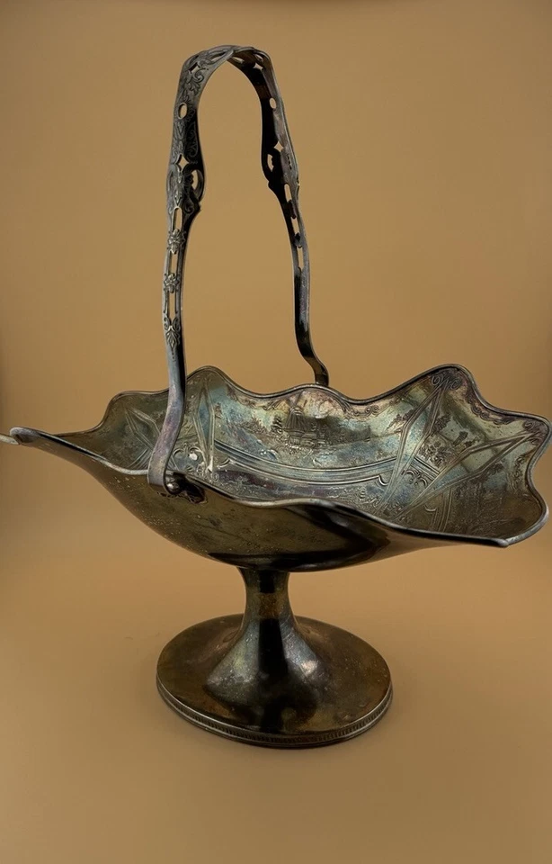 HS Co. Hartford 镀银婚礼新娘篮子 ~ 无邮票 — 第 2/4 张图片