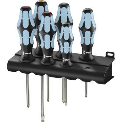 Wera 3334/3350/3355/6 Schraubendrehersatz, Edelstahl + Rack, 6-teilig