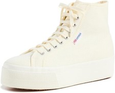 Image of Superga 2708 Hi Top Chunky Platform Trainers Beige Eggshell Size uk 6.5 eu 40