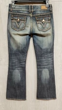 Vigoss Jeans Women 5 Boot Stretch Embroidered Flap Distressed Juniors Blue Pants