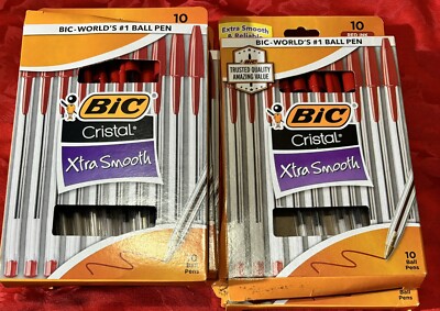 Bic Cristal Extra-Smooth Red Ball Pens 12 Pack Of 10. Total 120 Pens