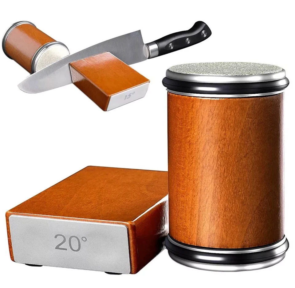 2-in-1 Messerschärfer HolzoptikMesserschärfer Kit Rolling Edge Countertop Messer
