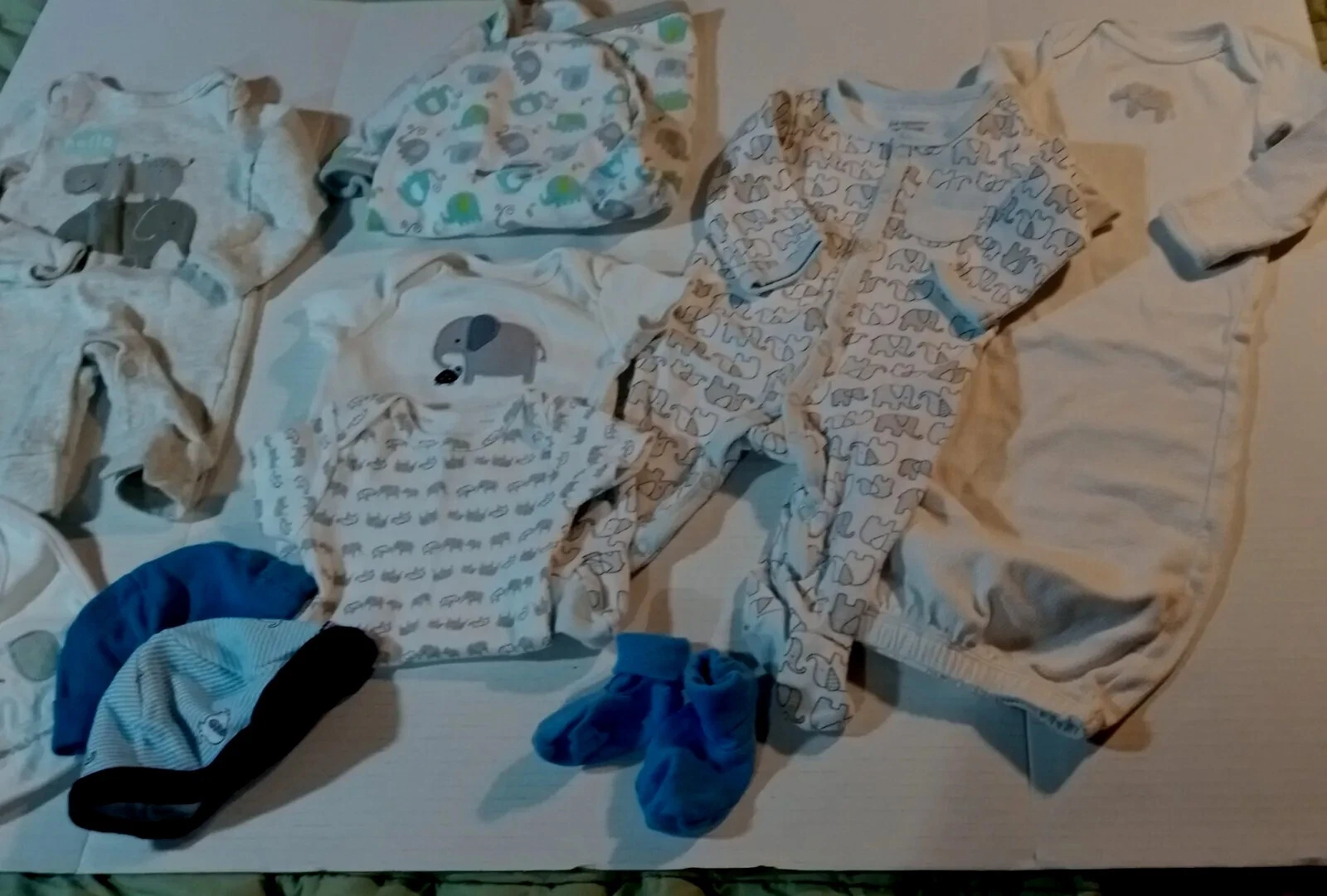NB to 3 Mon. Baby boy clothes +Swaddle Lot.10 PC. Elephant theme. Nighty, outfit
Opens in a new wind