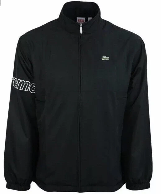 Veste de piste noire Supreme Lacoste SS17 !! Taille moyenne !! Neuf avec étiquettes !!D/S extrêmement rare !