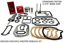STANDARD ENGINE MASTER REBUILD FITS KOHLER K301, M12, VALVES GASKET SET WITH ROD