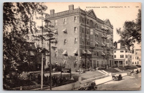 Old Rockingham Hotel Portsmouth New Hampshire~Rockingham Hotel~Striped Window Awnings~1930s ...