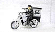 VINTAGE SEE'S CANDY DIE CAST MOTORCYCLE DRIVER & SIDE CAR
