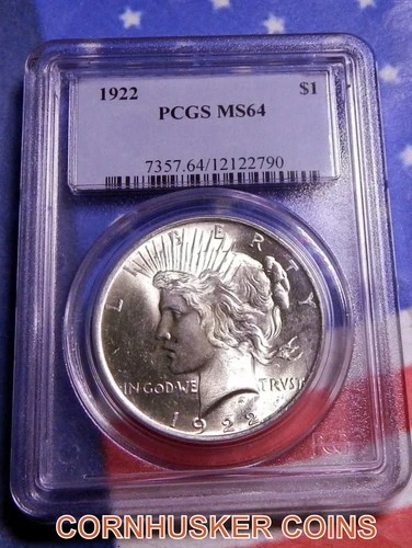 1922 PEACE SILVER DOLLAR  PCGS MS64 ~ BRIGHT COIN NICE STRIKE ~ FREE SHIPPING 👀
