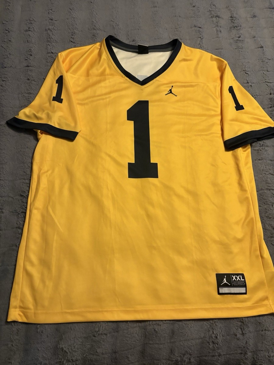 Michigan Wolverines Football Jersey Mens 2XL Jordan Maize Blue