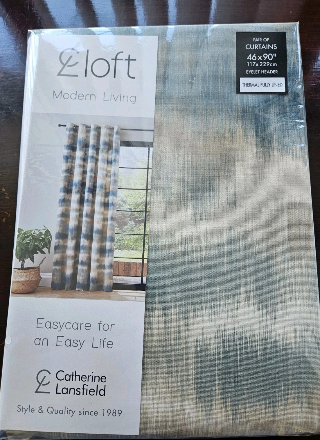 Catherine Lansfield Ombre Text Lined 46x90 Eyelet Curtains Teal CHEAPEST ON EBAY