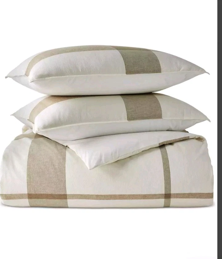 Charter Club "Yarn-Dyed Plaid" 3 Pc KING Duvet Set W/Shams, Cotton/Linen, NWT - Image 4 of 4