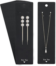100PCS Necklace Display Cards, 2.16'' X 8.27'' Long Jewelry Holder Cards, Black