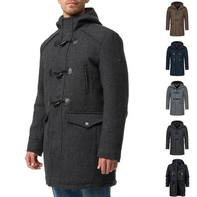 Indicode Herren Mantel Liam-Wollmantel Winterjacke Kapuze Parka  Dufflecoat