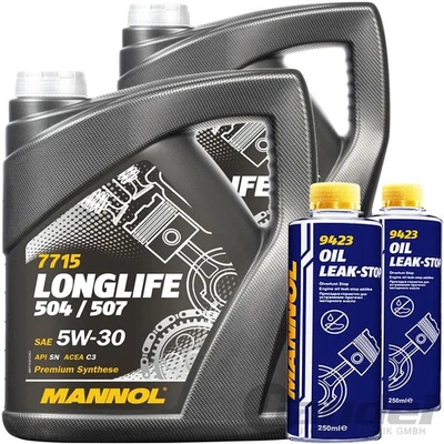 2x5L MANNOL Huile Moteur Longlife 5W30 + 500ML Stop Fuite VW 504/507.00MB 229.51 - Photo 1/2