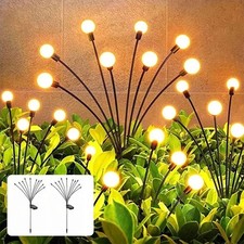 3 Pack Swaying LED Solar Powered Garden Lights Outdoor Stake Firefly Patio Lamp