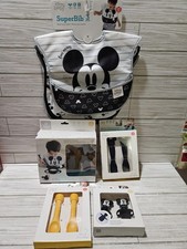 Disney Baby Bumkins Mickey Mouse Silicone First Feeding Set Utensils Bibs