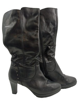 Tamaris Damen Stiefel Leder Schwarz Gr. 39 Absatzschuhe Elegant