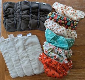 Diaper Cover Lot Simple Being Snap + Vlokup Bamboo Inserts Fox Hedgehog Deer 