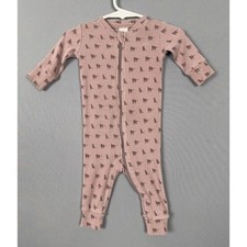 Kate Quinn NB Baby Zip Romper Organic Cotton Pink Animal Print Footless