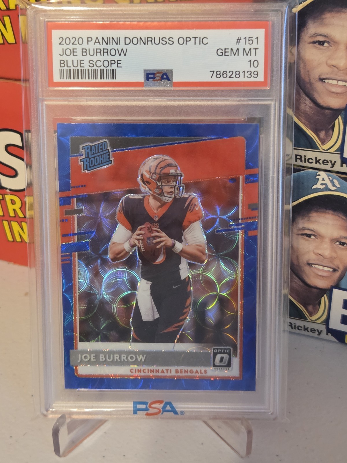 Joe Burrow RC 2020 Optic BLUE SCOPE ROOKIE Card #151 Graded PSA 10 Gem MINT