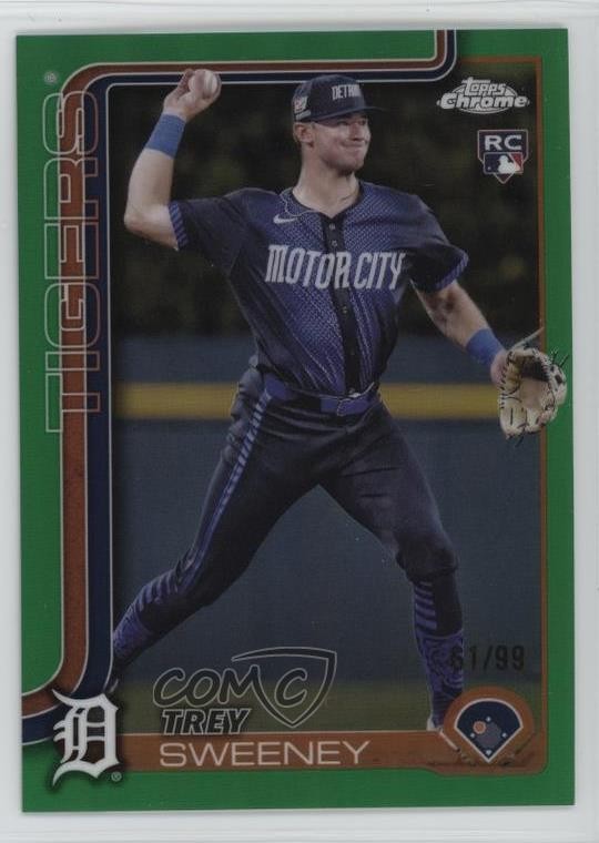 2025 Topps Chrome Green Refractor 61/99 Trey Sweeney #6 p2h