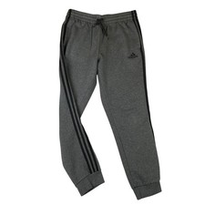 Adidas Mens M Essentials 3 Stripe Fleece Joggers Grey Sweatpants Pockets GK8826